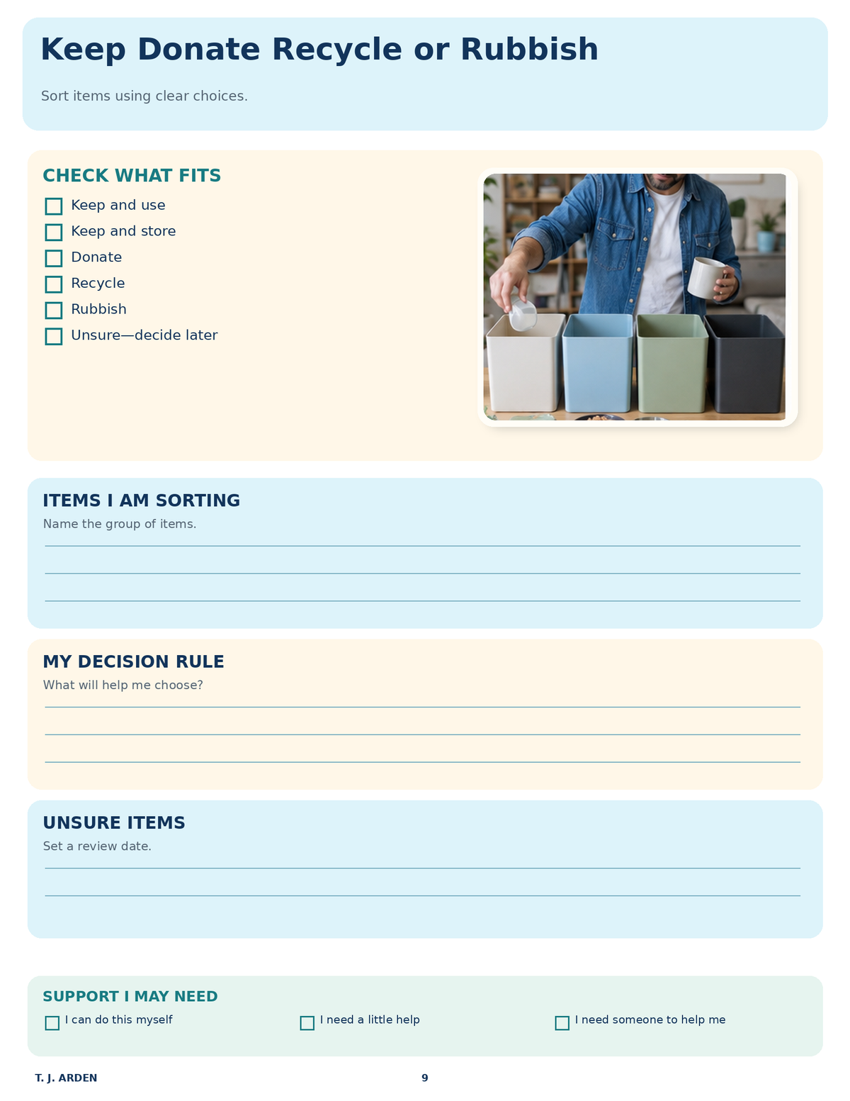 Declutter & Reset Your Home Worksheets -Cleaning, Organising - Home Routines Printable Pack