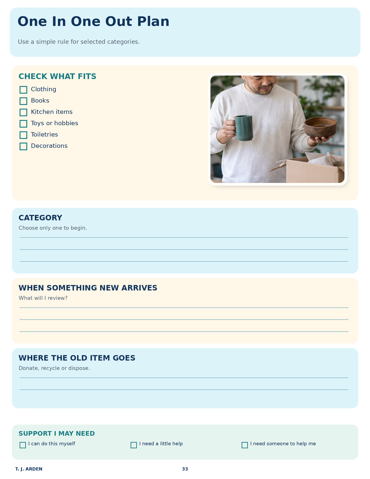 Declutter & Reset Your Home Worksheets -Cleaning, Organising - Home Routines Printable Pack